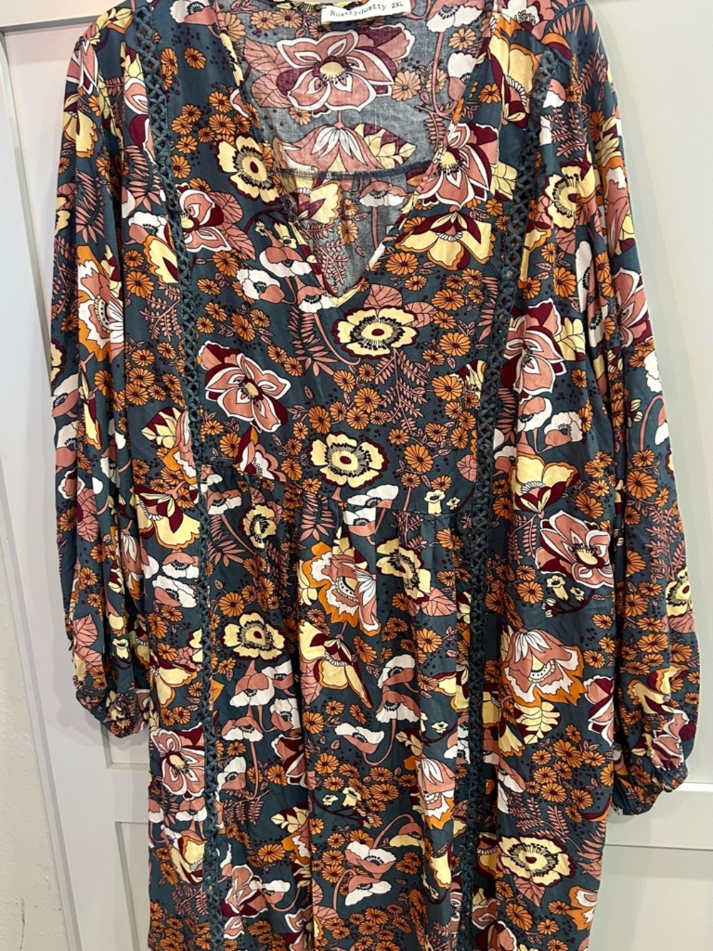 Floral Midi Dress in Teal Multi - Women